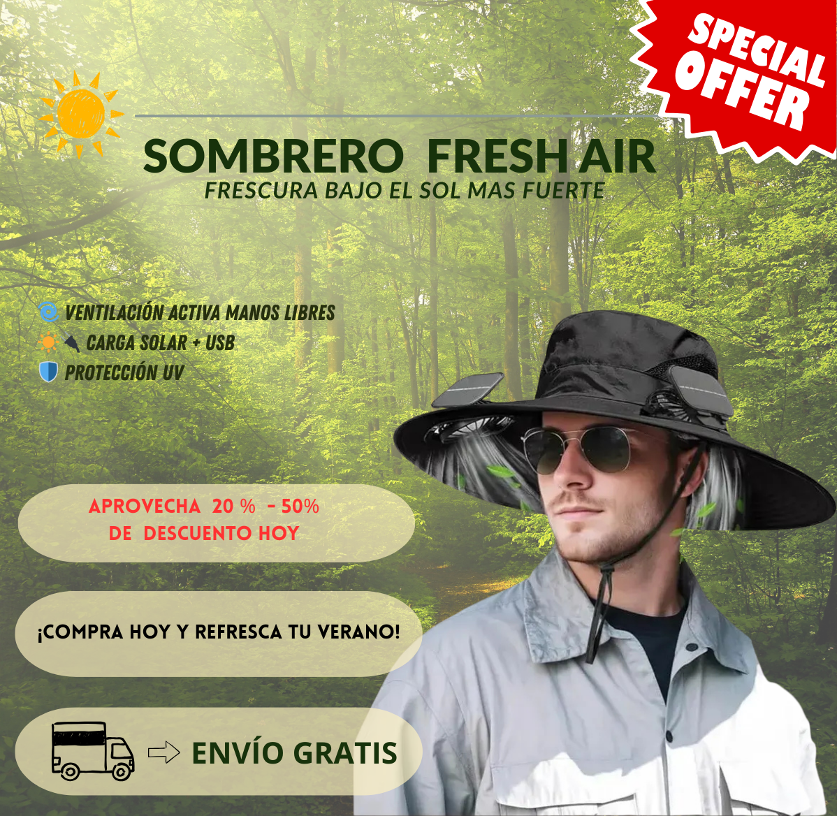 SOMBRERO FRESH AIR  - Frescura  bajo el sol más fuerte